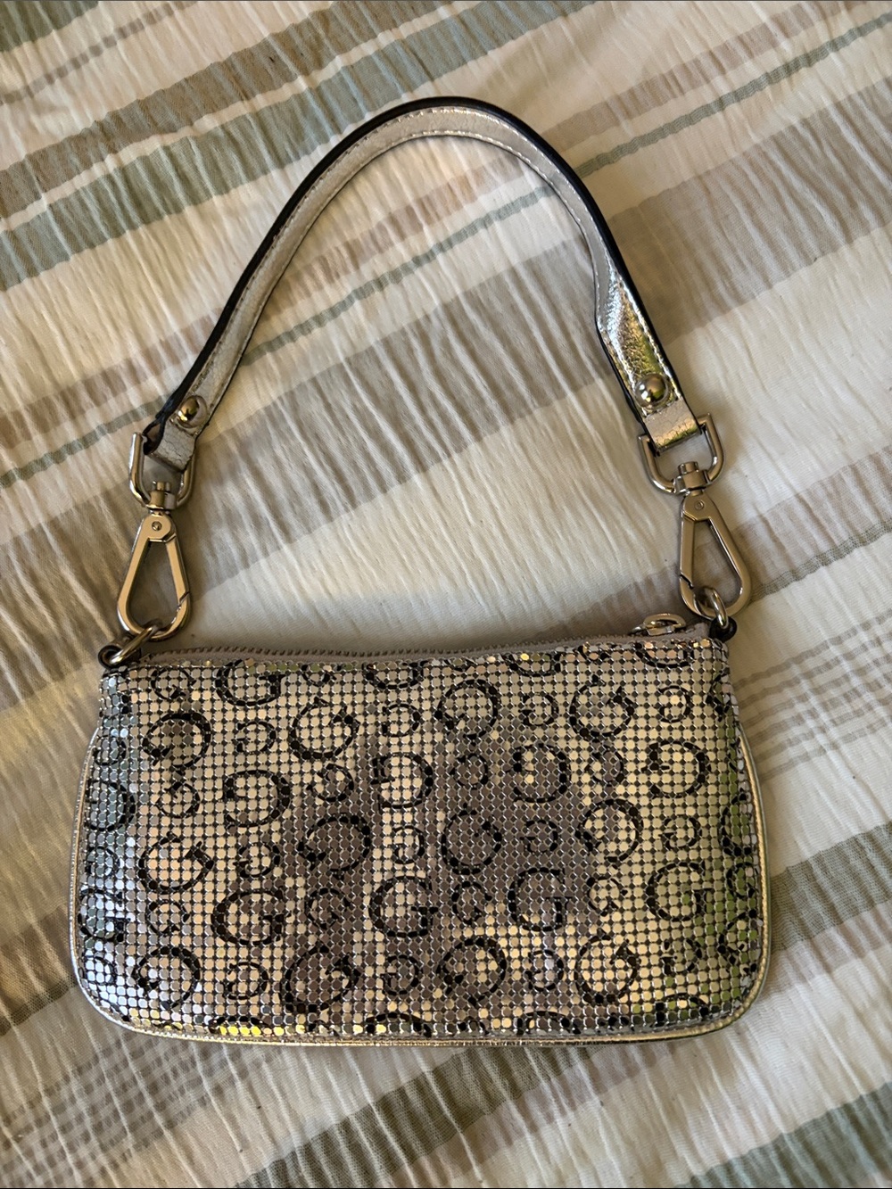 Guess Silver Sequin Mini Wristlet